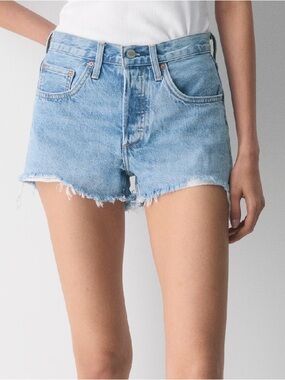 Denim Forum Light Blue Frayed Hem Jean Shorts